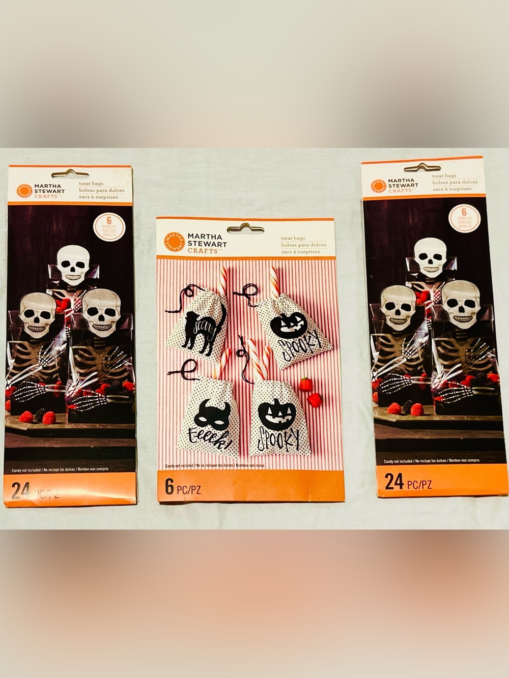 NEW Martha Stewart Halloween Decor Trick or Treat Party Treat Bags -set of 3